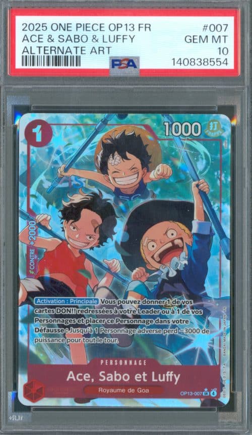 ACE SABO ET LUFFY PSA 10 – ONE PIECE FR 2025