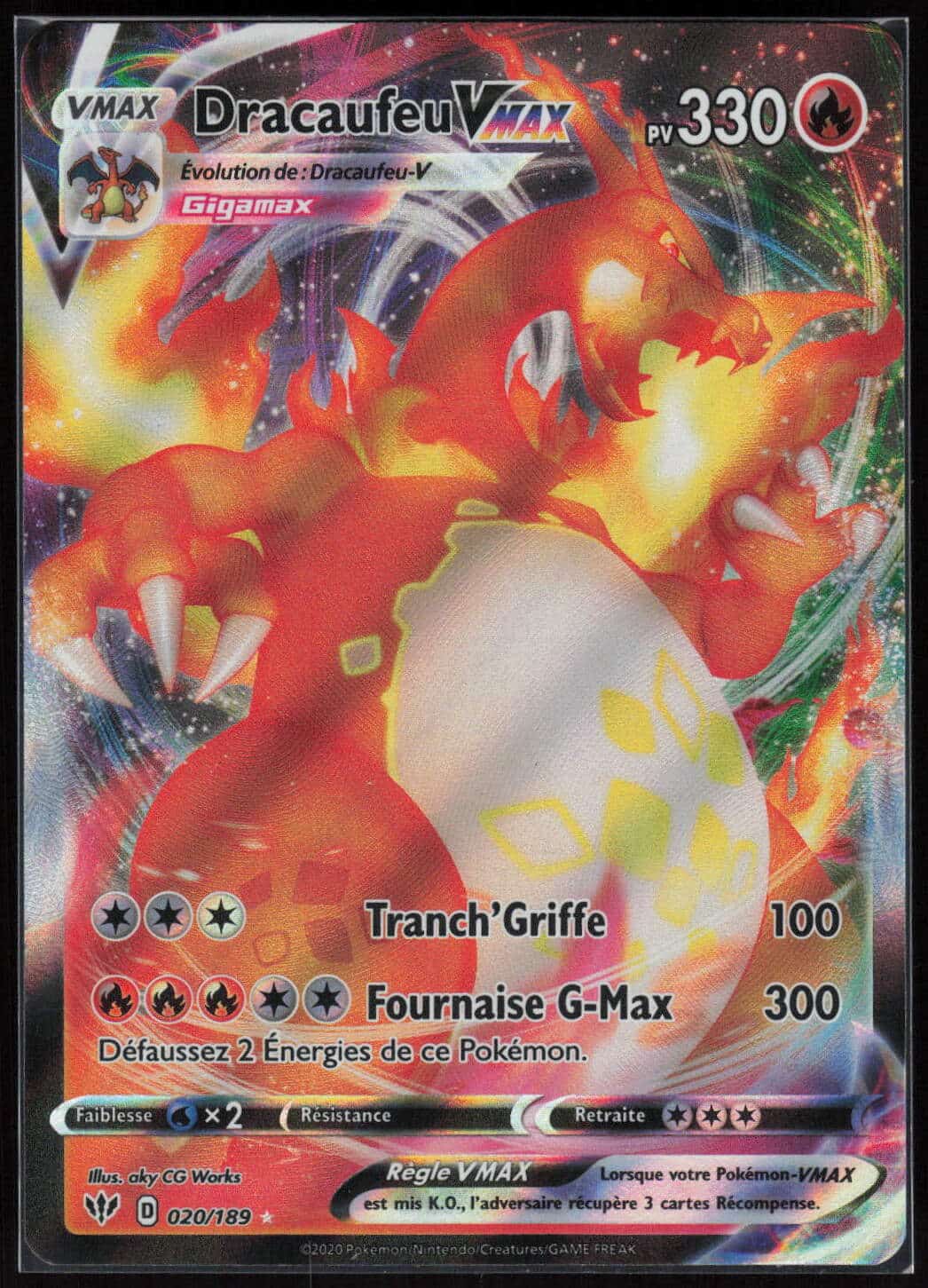 DRACAUFEU VMAX 020/189 - TENEBRES EMBRASEES - POKEMON FR 2020