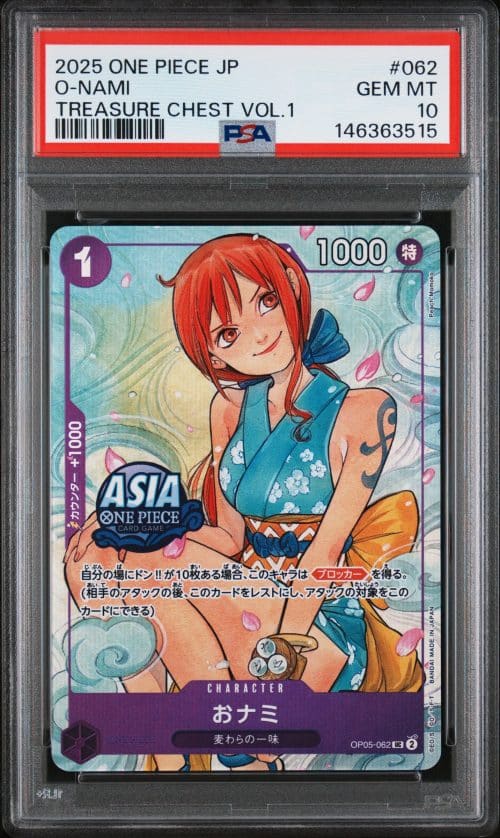 O-NAMI OP05-062 PSA 10 – TREASURE CHEST VOL.1 – ONE PIECE JP 2025
