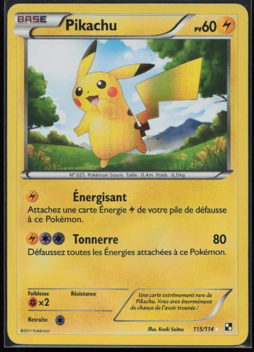 PIKACHU 115/114 – NOIR ET BLANC – POKEMON FR 2011