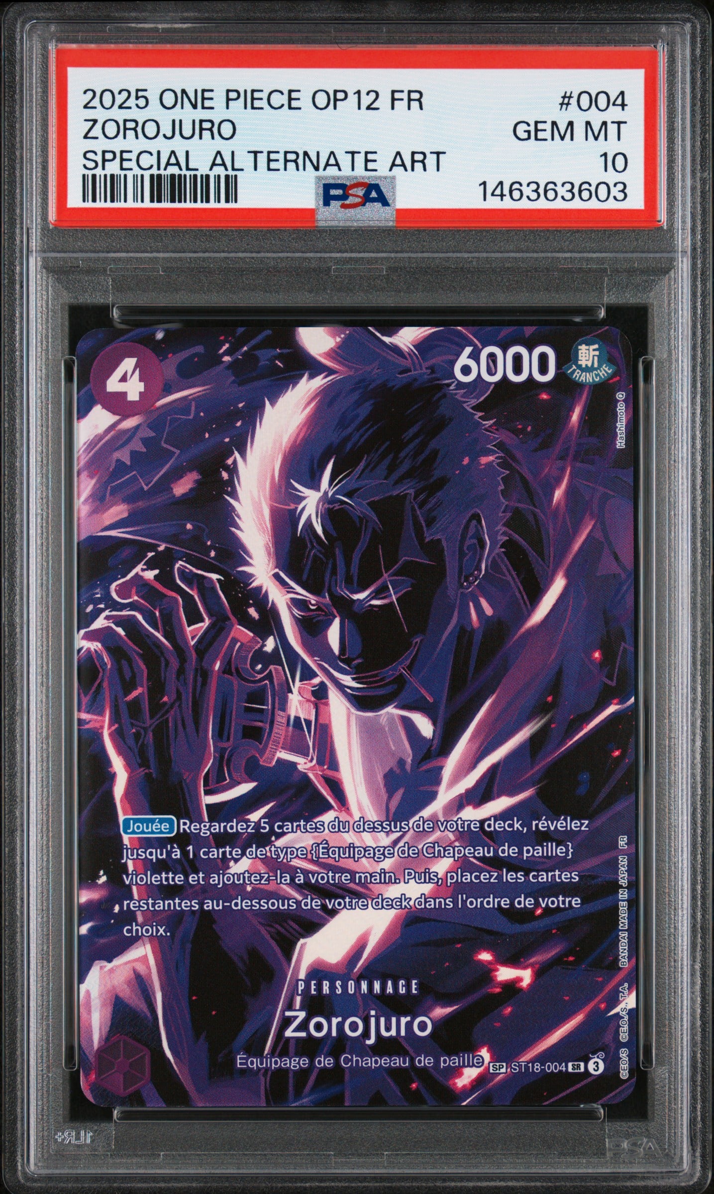 ZOROJURO SP ST18-004 PSA 10 - L'HERITAGE DU MAITRE - ONE PIECE FR 2025