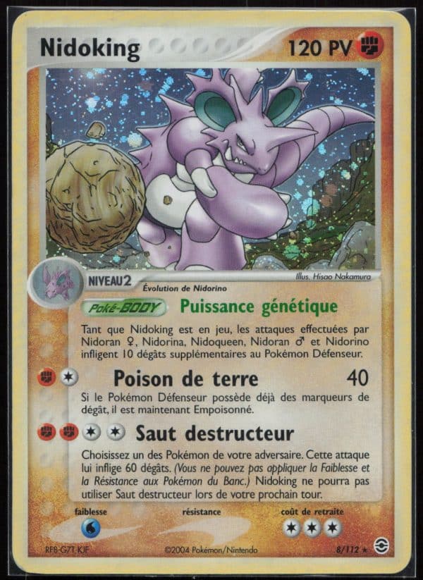 NIDOKING HOLO 8/112 – ROUGE FEU & VERT FEUILLE – POKEMON FR 2004