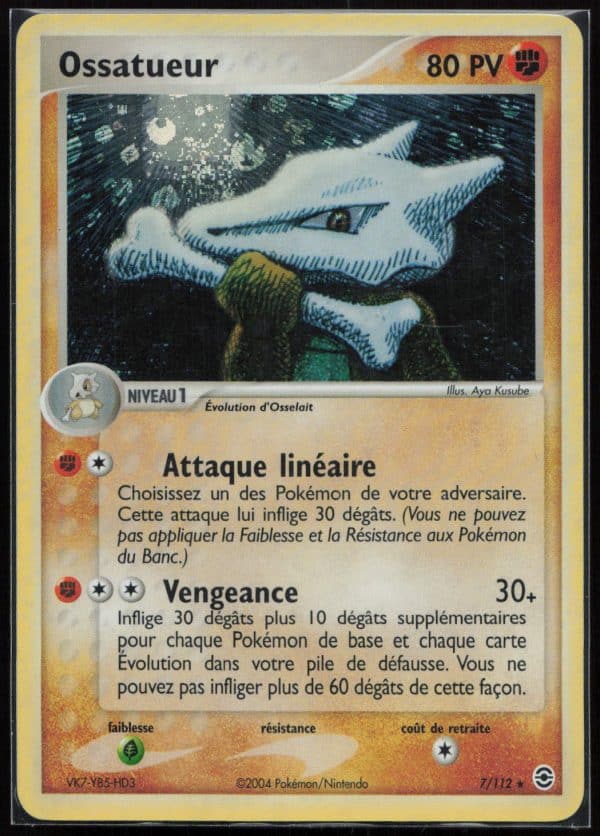 OSSATUEUR HOLO 7/112 – ROUGE FEU & VERT FEUILLE – POKEMON FR 2004