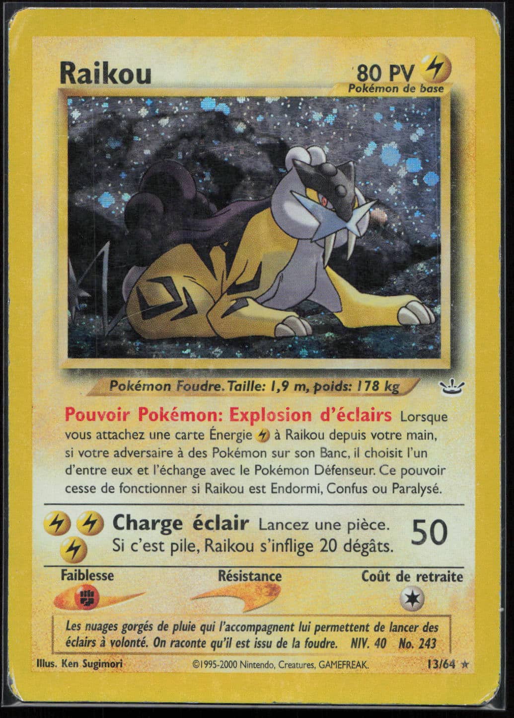 Raikou-Holo-13-64-Neo-Revelation-Pokemon-Fr-2002-Played-Fuji-Store