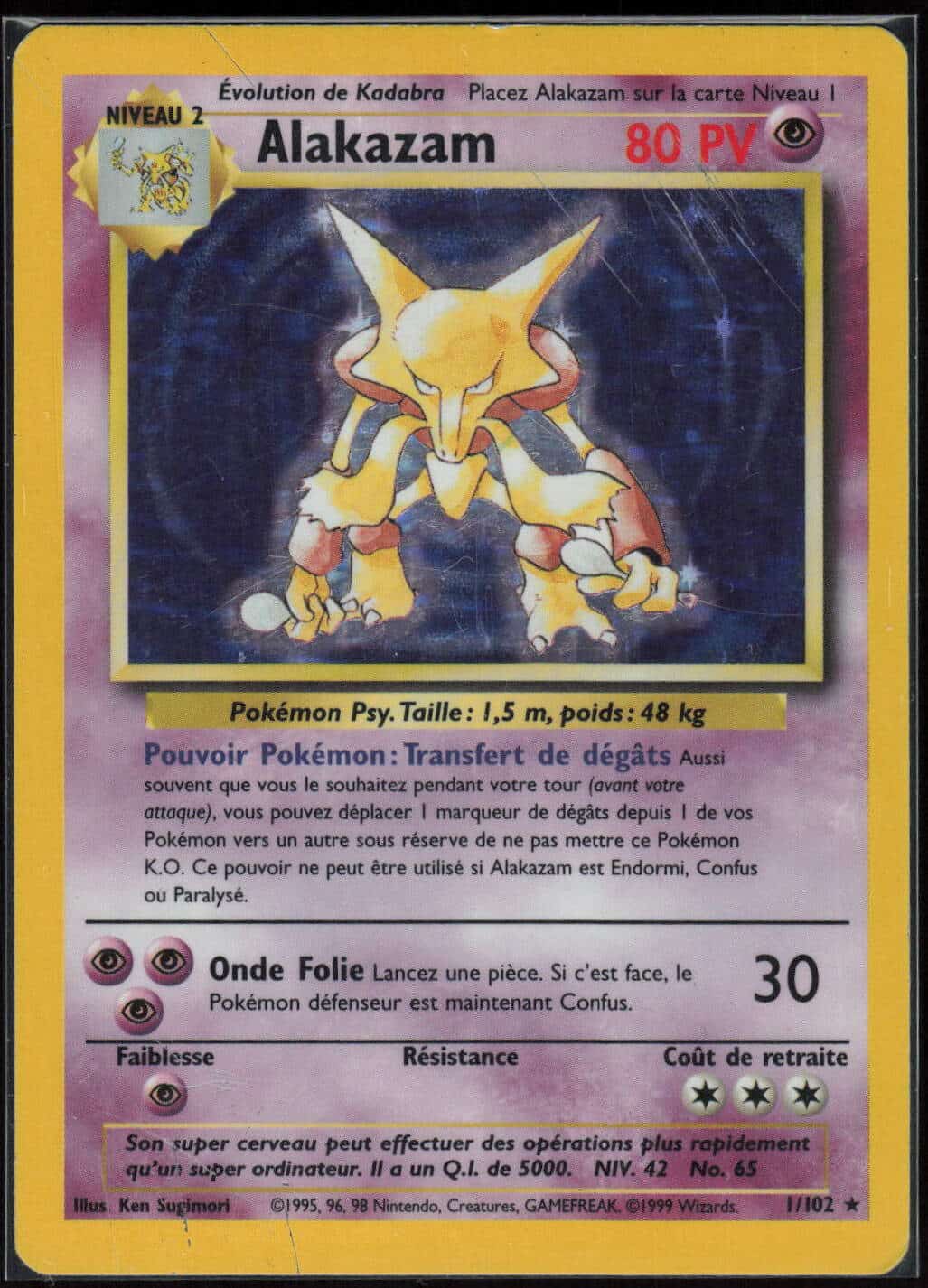 ALAKAZAM HOLO 1/102 - SET DE BASE - POKEMON FR 1999