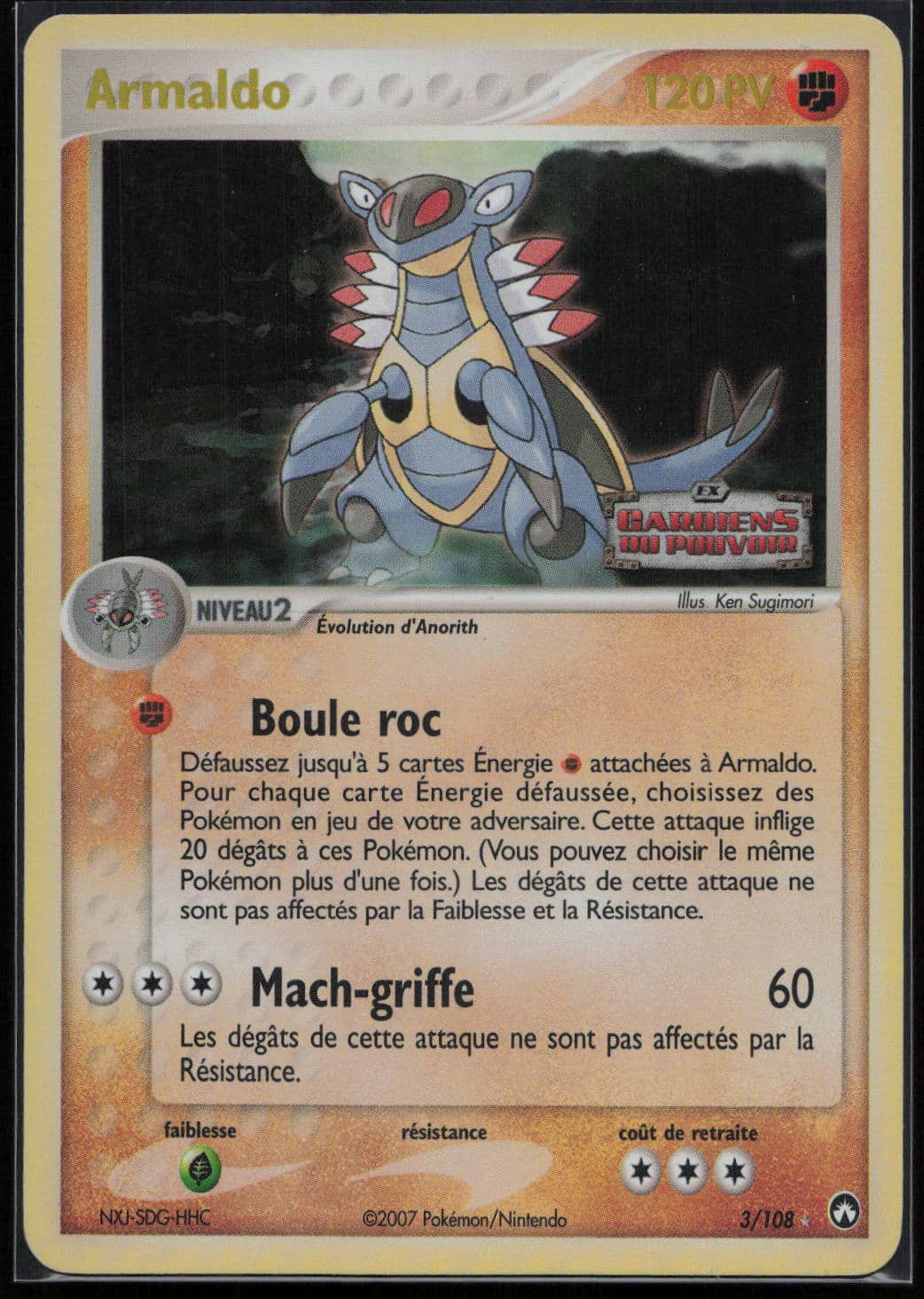 ARMALDO REVERSE 3/108 - GARDIENS DU POUVOIR - POKEMON FR 2007