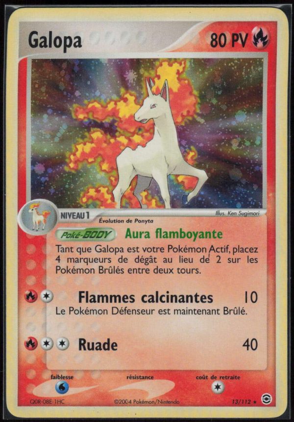 GALOPA HOLO 13/112 – ROUGE FEU ET VERT FEUILLE – POKEMON FR 2004