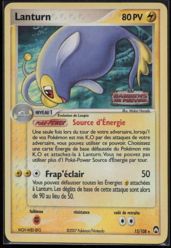 LANTURN REVERSE 15/108 – GARDIENS DU POUVOIR – POKEMON FR 2007