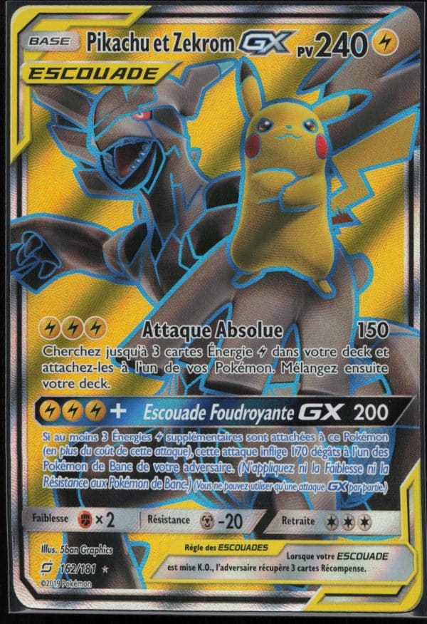 PIKACHU & ZEKROM GX FA 162/181 – DUO DE CHOC – POKEMON FR 2019