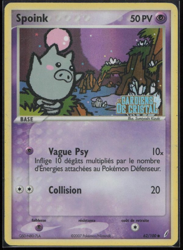 SPOINK REVERSE 62/100 – GARDIENS DE CRISTAL – POKEMON FR 2007