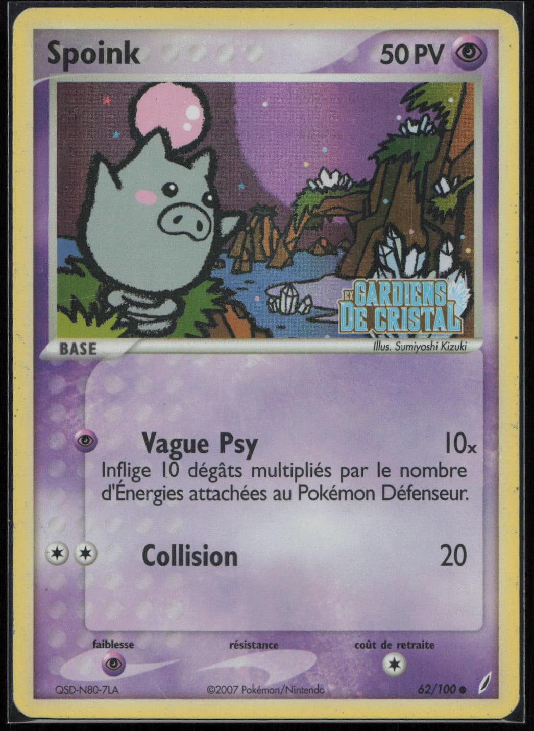 SPOINK REVERSE 62/100 - GARDIENS DE CRISTAL - POKEMON FR 2007