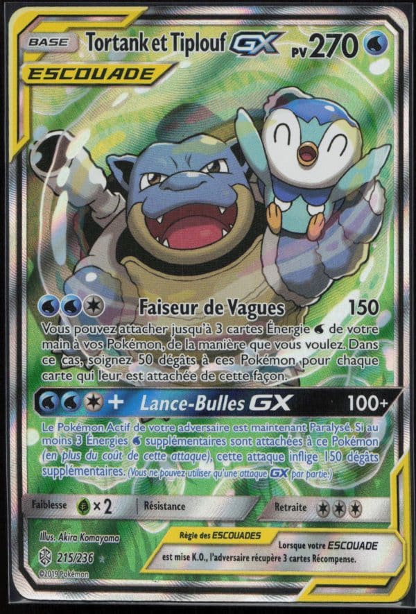 TORTANK ET TIPLOUF GX ESCOUADE 215/236 – ECLIPSE COSMIQUE – POKEMON FR 2019
