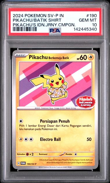 PIKACHU BATIK ROSE 190/SV-P PSA 10 - PROMO - POKEMON JP 2024